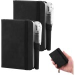 Lot de 2 carnets de poche avec 2 stylos, 200 pages, mini bloc - notes en cuir avec bande elastique et ...