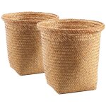 Lot de 2 corbeilles a papier en rotin tissé a la main poubelle en jacinthe d'eau panier tissé pour petits ... Lot de 2 corbeilles a papier en rotin tissé a la main poubelle en jacinthe d'eau panier tissé pour petits ...