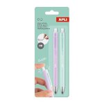 Lot de 2 crayons graphite - hb - vert et mauve - r�tractable - mine infinie - ne se taille pas - facile ...