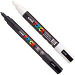 Lot de 2 marqueurs posca pc - 3m noir et blanc pointe fine conique