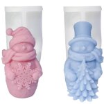 Lot de 2 moules en silicone en forme de flocon de neige et de père noël pour sapin de noël, bougie parfumée, ... Lot de 2 moules en silicone en forme de flocon de neige et de père noël pour sapin de noël, bougie parfumée, ...
