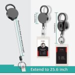Lot de 2 porte - badges r�tractables avec enrouleur robuste et clip ceinture pour cl�s, badges et cartes ...