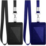 Lot de 2 porte - badges verticaux en cuir synthtique avec cordon en nylon dtachable de 56 cm pour bureau, ...