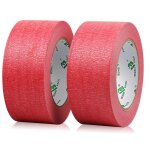 Lot de 2 rouleaux de ruban crépon rouge - 48 mm x 50 m - pour la protection de la surface lors de la ... Lot de 2 rouleaux de ruban crépon rouge - 48 mm x 50 m - pour la protection de la surface lors de la ...