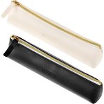 Lot de 2 trousses a crayons en cuir synthtique - fournitures de papeterie portables - en cuir synthtique ...