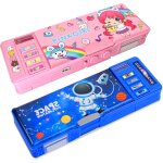 Lot de 2 trousses a crayons multifonctions pop - up pour filles et gar�ons, jolie bo�te a stylos de dessin ...