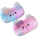 Lot de 2 trousses a crayons en peluche, jolie trousse a crayons arc - en - ciel trousse a crayons moelleuse ...