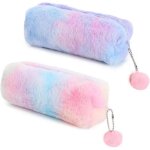 Lot de 2 trousses a crayons en peluche - motif arc - en - ciel mignon - grande capacit� - pour filles ...