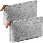 Lot de 2 trousses en feutre multifonction avec fermeture eclair pour stylos, crayons, bureau, fournitures ...
