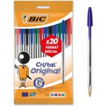 Lot 20 stylos bic cristal original bille pointe moyenne - melange 4 couleurs