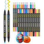 Lot de 24 marqueurs peinture acrylique double pointe - couleurs classiques et 8 couleurs m�talliques, ...