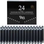 Lot de 24 recharges d'encre pour stylo plume - lot de 24 cartouches d'encre noires - taille standard ...