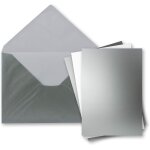 Lot de 25 cartes avec enveloppe - cartes simples, format a5, 14, 8 x 21 cm, argent - avec enveloppes ...