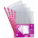 Lot de 25 pochettes perfores a4 en plastique - bord renforce ros