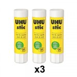 Lot de 3 btons de colle blanche uhu 40g