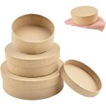 Lot de 3 botes rondes en papier mch avec couvercles ¿ rangement pour accessoires , cosmtiques , ...