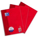Lot de 3 cahiers quadrill�s 80 feuilles rouge format a4