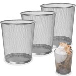 Lot de 3 corbeille a papier, 12l poubelle de bureau m�tal maille, petit corbeille poubelle bureau de ...