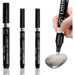 Lot de 3 marqueurs chroms mtalliss argents, stylos de peinture acrylique miroir rflchissants, stylos ...