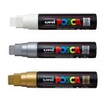 Lot de 3 marqueurs posca pc - 17k blanc pointe extra - large rectangulaire