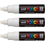 Lot de 3 marqueurs posca pc - 8k blanc pointe large biseaut�e
