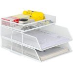 Lot de 3 mtal portrait empilable corbeilles a courrier a4 banette de rangement bureau porte revue organisateu ...