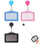 Lot de 3 pochettes pour cartes d'identit en cuir avec clip porte - badge portable rtractable pour evnements ...