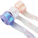 Lot de 3 rouleaux de ruban transparent scintillant en organza irisé pour bouquet, mariage, décoration, ... Lot de 3 rouleaux de ruban transparent scintillant en organza irisé pour bouquet, mariage, décoration, ...