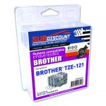 Lot de 3 rubans compatibles pour titreuse brother tze - 121 9mm / 8m plastique noir sur transparent