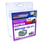 Lot de 3 rubans compatibles pour titreuse brother tze - 211 6mm / 8m plastique noir sur blanc
