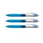 Lot de 3 stylos 4 couleurs bic pointe moyenne grip corps bleu Lot de 3 stylos 4 couleurs bic pointe moyenne grip corps bleu