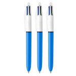 Lot de 3 stylos bille - 4 couleurs - bic - rtractable - pointe moyenne