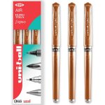 Lot de 3 stylos a bille a encre gel mtallique large - pointe en mtal de 1 mm - grip en caoutchouc - ...