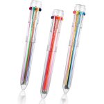 Lot de 3 stylos a bille rtractables multicolores 10 en 1 de 0, 7 mm - stylos a bille transparents pour ...