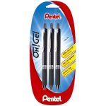Lot de 3 stylos a bille roulante a encre gel rtractable noir