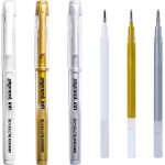 Lot de 3 stylos a encre gel blanc avec 3 recharges de rechange, stylo a encre gel blanc de 1 mm, surligneur ... Lot de 3 stylos a encre gel blanc avec 3 recharges de rechange, stylo a encre gel blanc de 1 mm, surligneur ...