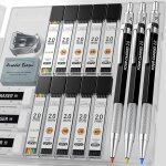 Lot de 3 stylos mécaniques de 2 mm avec etui, support de stylo en métal artiste avec 120 recharges de ... Lot de 3 stylos mécaniques de 2 mm avec etui, support de stylo en métal artiste avec 120 recharges de ...