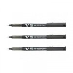 Lot de 3 stylos roller hi - tecpoint v5 pointe fine noir pilot