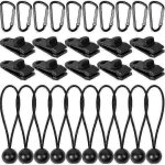 Lot de 30 pinces a b�che noires r�utilisables et robustes, pour tente, piscine, b�che elastique, accessoire ...