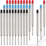 Lot de 30 recharges pour stylo a bille en mtal - 1, 0 mm - noir / bleu / rouge - pour bureau, entreprise, ...