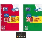 Lot de 300 feuilles simples + 300 copies doubles grand carreaux seys perfores a4 + 1 index adhsif ...