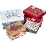 Lot de 4 botes cadeau de nol avec couvercle - carres - botes cadeaux en carton - botes de rangement ...