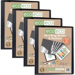 Lot de 4 classeurs a anneaux 65% recycls avec 12 pochettes perfores noir format a5