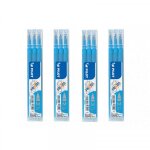 Lot de 4 etuis de 3 recharges frixion pointe 0, 7mm turquoise pilot
