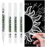 Lot de 4 feutre blanc indelebile, marqueur blanc, stylo waterproof indlbile pour bois, pierre, plastique, ...