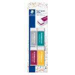 Lot de 4 gommes - plastique - assortiment de couleurs - staedtler - mars plastic colour