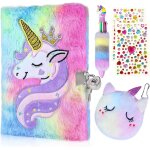 Lot de 4 licorne journal intime fille, carnet secret en peluche avec cadenas, 160pages recto - verso ...