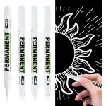 Lot de 4 marqueurs blancs, feutre blanc acrylique permanents, stylo waterproof indelebile pour bois, ...