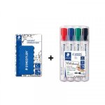 Lot de 4 marqueurs lumocolor pour tableau blanc + 1 brosse magntique staedtler