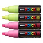 Lot de 4 marqueurs posca pc - 8k jaune - rose fluo pointe large biseautée Lot de 4 marqueurs posca pc - 8k jaune - rose fluo pointe large biseautée